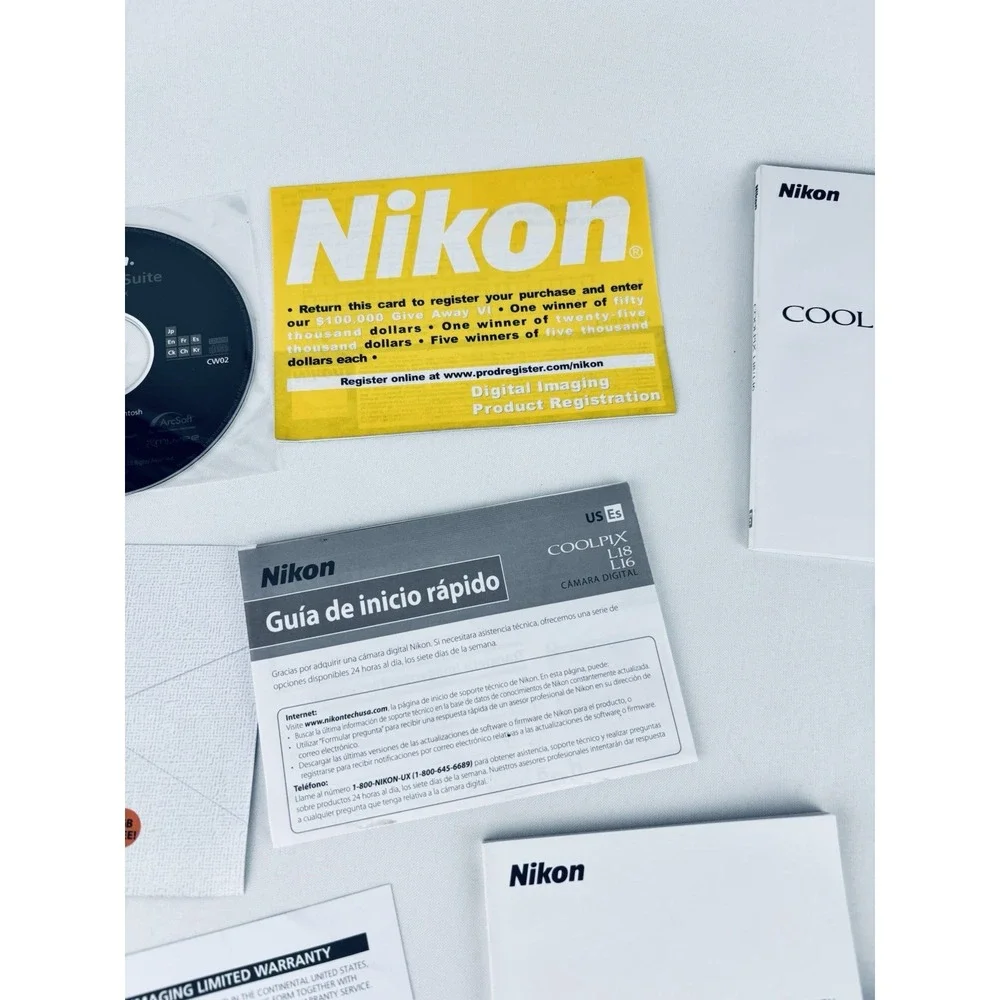 Nikon CoolPix L18 L16 Digital Camera User Guide Manual - Quick Start Strap CD ++